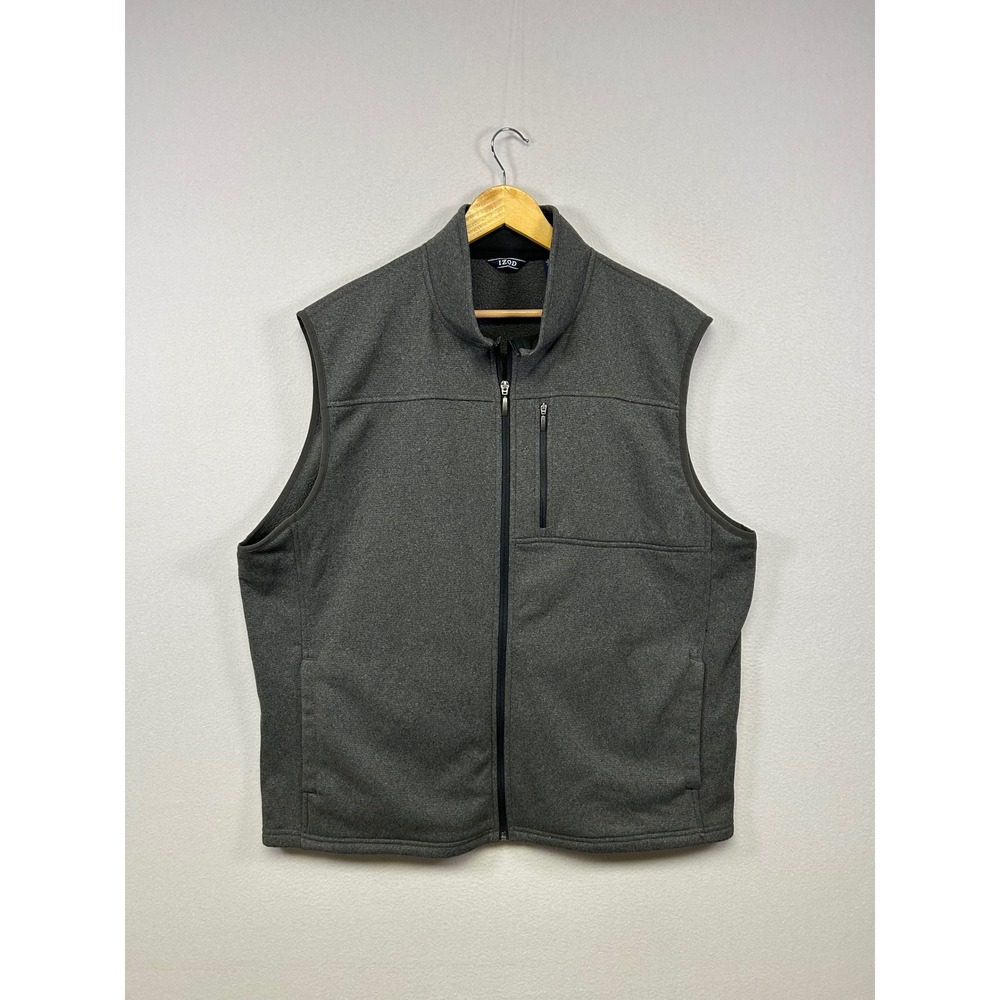 Gorpcore Outdoor Layering‎ Izod Mens XXL Gray Full Zip Fleece Chest Pocket Vest